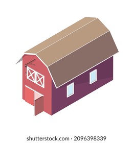 Countryside isometric composition with isolated image of barn building on blank background vector illustration