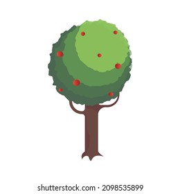 Countryside isometric composition with isolated image of tree on blank background vector illustration