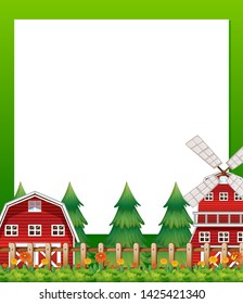 Countryside landscape border banner illustration