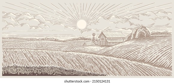 Countryside landscape and farm