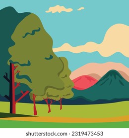paisaje de campo fondo plano