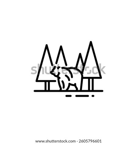 Countryside Landscape Forest icon. Simple icon representing a natural outdoor scene with trees and a path, ideal for social media, app, and web design. Vector illustration
