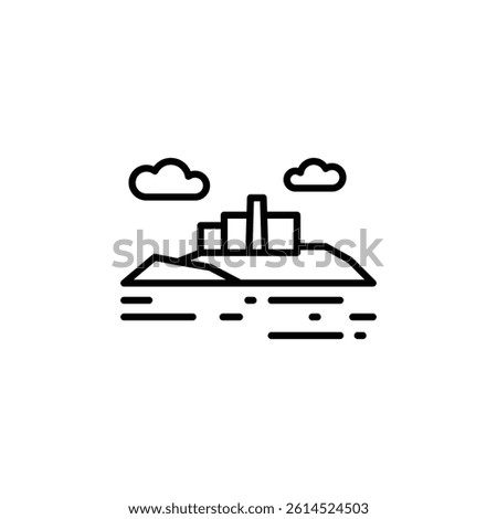 Countryside Landscape icon. Simple icon representing a natural outdoor scene with trees and a path, ideal for social media, app, and web design. Vector illustration