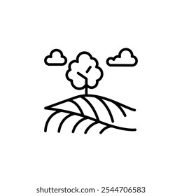 Countryside Landscape tree icon. Simple icon representing a natural outdoor scene with trees and a path, ideal for social media, app, and web design. Vector illustration