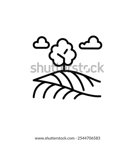 Countryside Landscape tree icon. Simple icon representing a natural outdoor scene with trees and a path, ideal for social media, app, and web design. Vector illustration