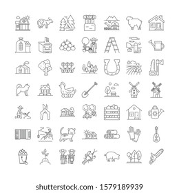 Countryside linear icons, signs, symbols vector line illustration set
