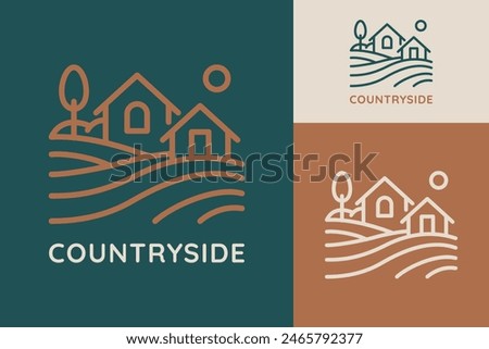 Countryside Logo Rural Bliss Abstract Terraced Landscape Minimalist Design Concept