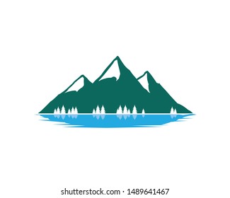 Countryside Mountain and Lake Logo Concept