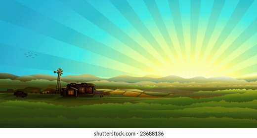 Countryside panorama in the morning