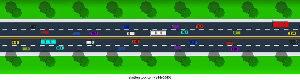 Countryside road top view vector illustration.