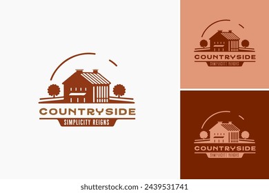 Countryside Simplicity Reigns logo design template, Beautiful country side landscape with Simplistic, suitable for nature themed designs, travel brochures, and environmental conservation campaigns.