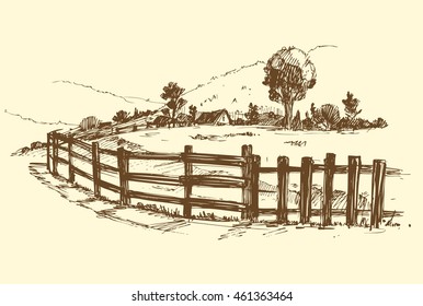 Countryside sketch. Vector illustration