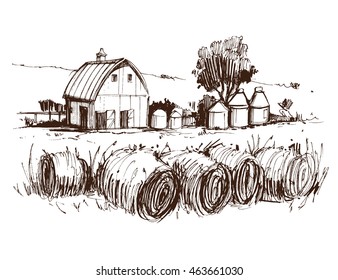 Countryside sketch. Vector illustration