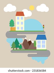 Countryside. Vector illustration in flat style