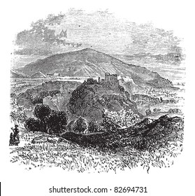 Countryside view of Castellammare di Stabia vintage engraving. Old engraved illustration of countryside view of Castellammare di Stabia. Trousset encyclopedia (1886 - 1891).