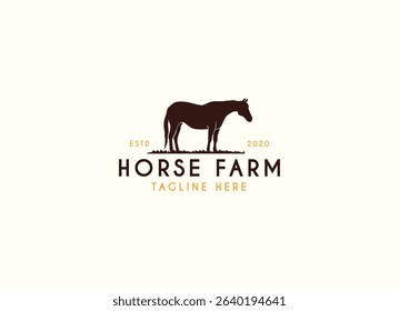Countryside western country horse farm ranch logo design. Vintage Horse Farm Logo Design