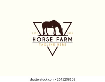 Countryside western country horse farm ranch logo design. Vintage Horse Farm Logo Design