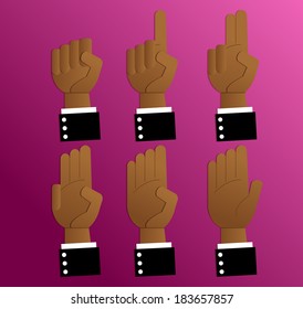 Counts number in sign language