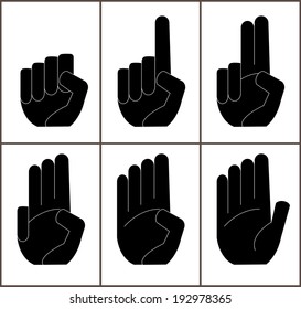 Counts number in sign language. vector / illustration