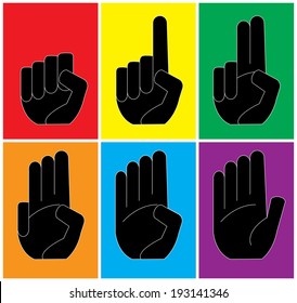 Counts number in sign language. vector / illustration