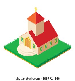 County church icon. Isometric illustration of county church vector icon for web