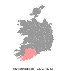 Mapa del condado de Cork, condados administrativos de Irlanda. Ilustración vectorial.
