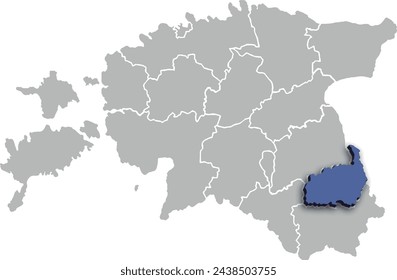 KARTE DES LANDKREISES Põlvamaa ODER DES DEPARTMENTS ESTLAND 3D ISOMETRISCHE KARTE	