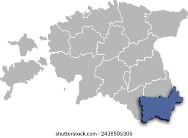 Võru COUNTY OR DEPARTMENT MAP STATE OF ESTONIA 3D ISOMETRIC MAP	