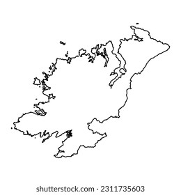 County Donegal map, administrative counties of Ireland. Vector illustration.