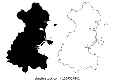 County Dublin (Republic of Ireland, Counties of Ireland) map vector illustration, scribble sketch Dublin region map