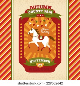 County Fair Vintage Invitation Card Vector Illustration 