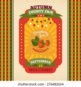 County Fair Vintage Invitation Card Vector Illustration