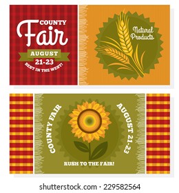 County fair vintage invitation cards vector illustration 