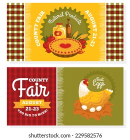 County Fair Vintage Invitation Cards Vector Illustration 