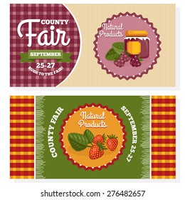 County Fair Vintage Invitation Cards Vector Illustration