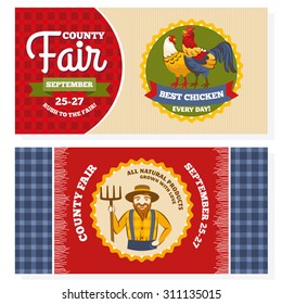 County fair vintage invitation cards vector illustration