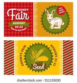 County Fair Vintage Invitation Cards Vector Illustration