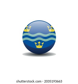 County flag of Cambridgeshirereg. Circle button flag background texture. Cambridge Vector illustration symbol