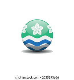 County flag of Cumberland. Circle button flag background texture. Parnassus flower Vector illustration symbol