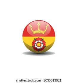 County flag of Hampshire. Hants circle button flag background texture. Tudor rose and crown Vector illustration symbol