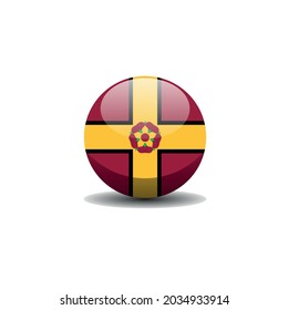 County flag of Northamptonshire. Northants circle button flag background texture. Northampton Vector illustration symbol