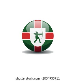 County flag of Nottinghamshire. Notts circle button flag background texture. Vector illustration symbol