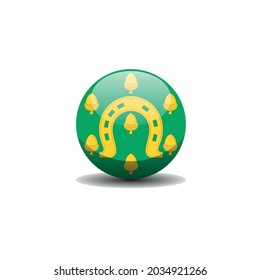 County flag of Rutland. Oakham circle button symbol background texture. Vector illustration 3d flag