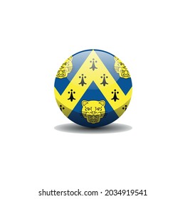 County flag of Shropshire. Salop circle button flag background texture. Vector illustration symbol
