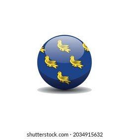 County flag of Sussex. Saint Richard's circle button flag background texture. Vector illustration symbol