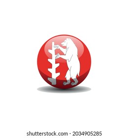 County flag of Warwickshire. Warks circle button flag background texture.  Vector illustration symbol