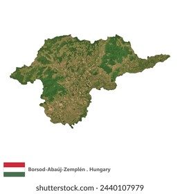 Borsod-Abaúj-Zemplén, County of Hungary Topographic Map (EPS)