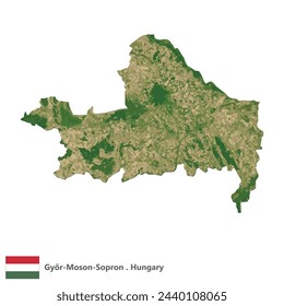 Győr-Moson-Sopron, County of Hungary Topographic Map (EPS)