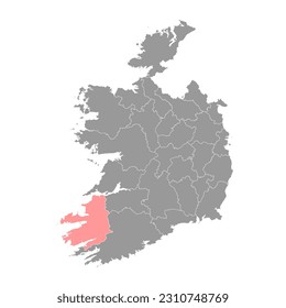 County Kerry map, administrative counties of Ireland. Vector illustration.