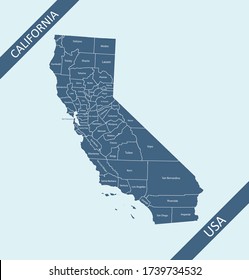 County map of California USA state